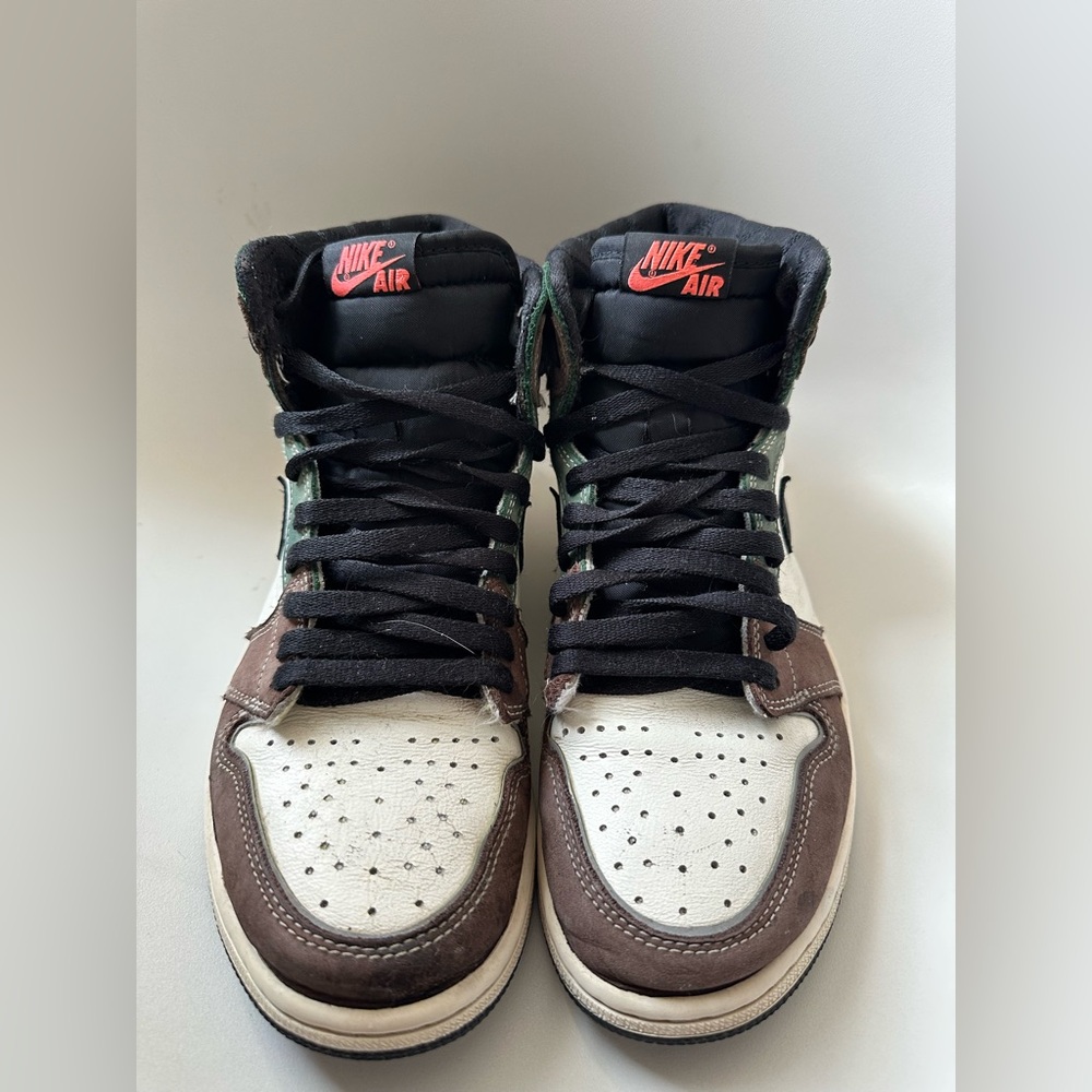 Jordan High-Top Sneakers in White, Black, Brown and Olive - Picture 12 of 12